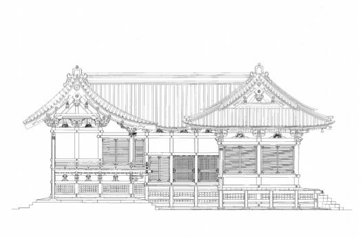 本殿・幣殿・拝殿　西側面図